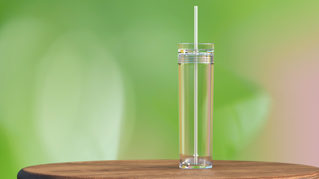 3D model Clear Acrylic Tumbler with Lid and Straw