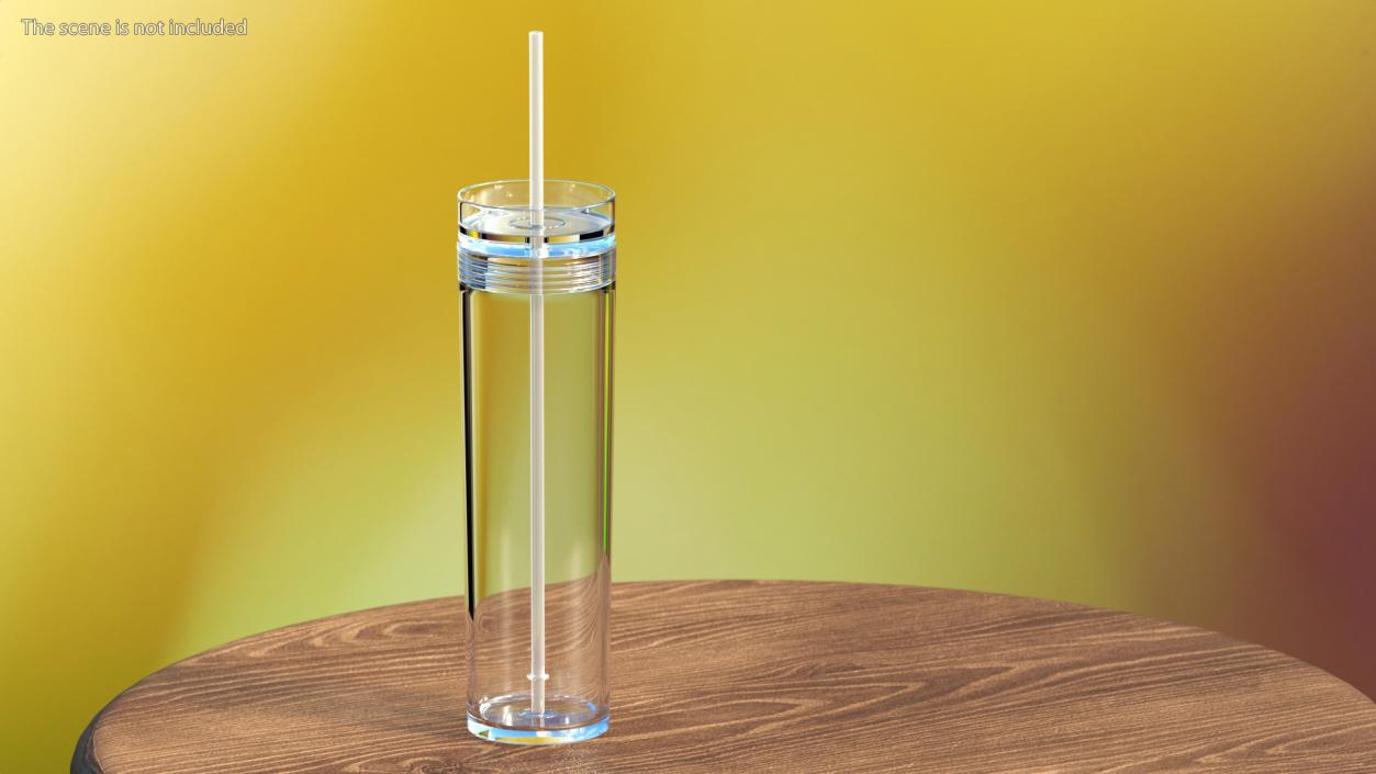 3D model Clear Acrylic Tumbler with Lid and Straw