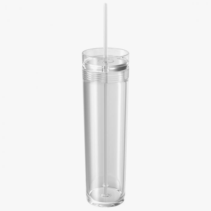 3D model Clear Acrylic Tumbler with Lid and Straw