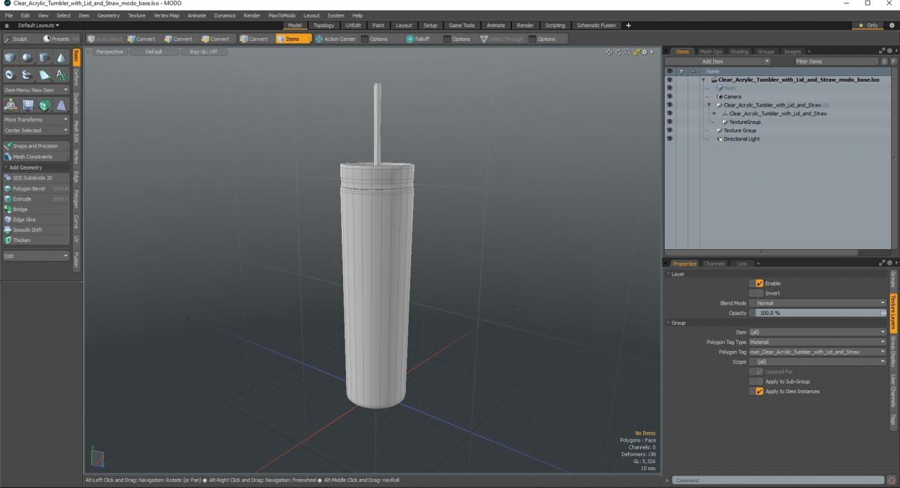 3D model Clear Acrylic Tumbler with Lid and Straw