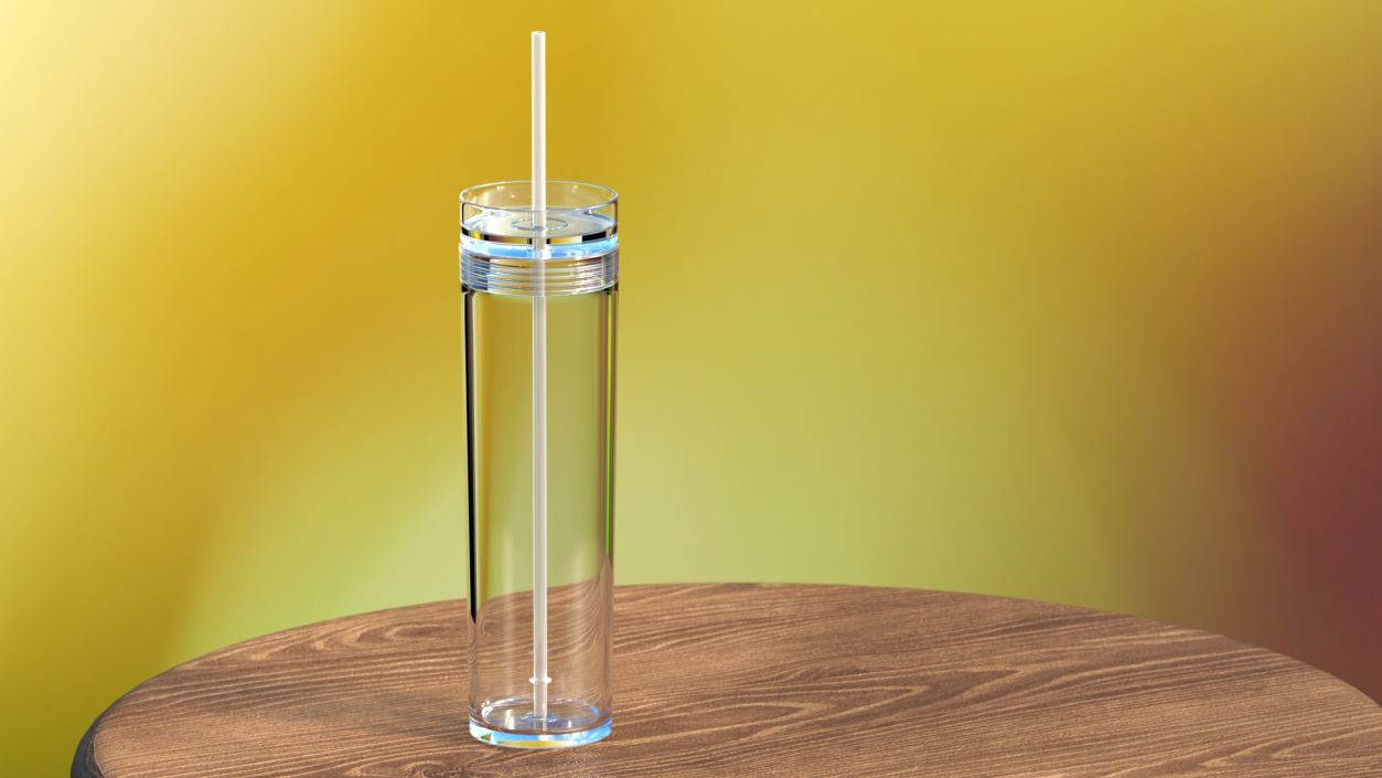 3D model Clear Acrylic Tumbler with Lid and Straw