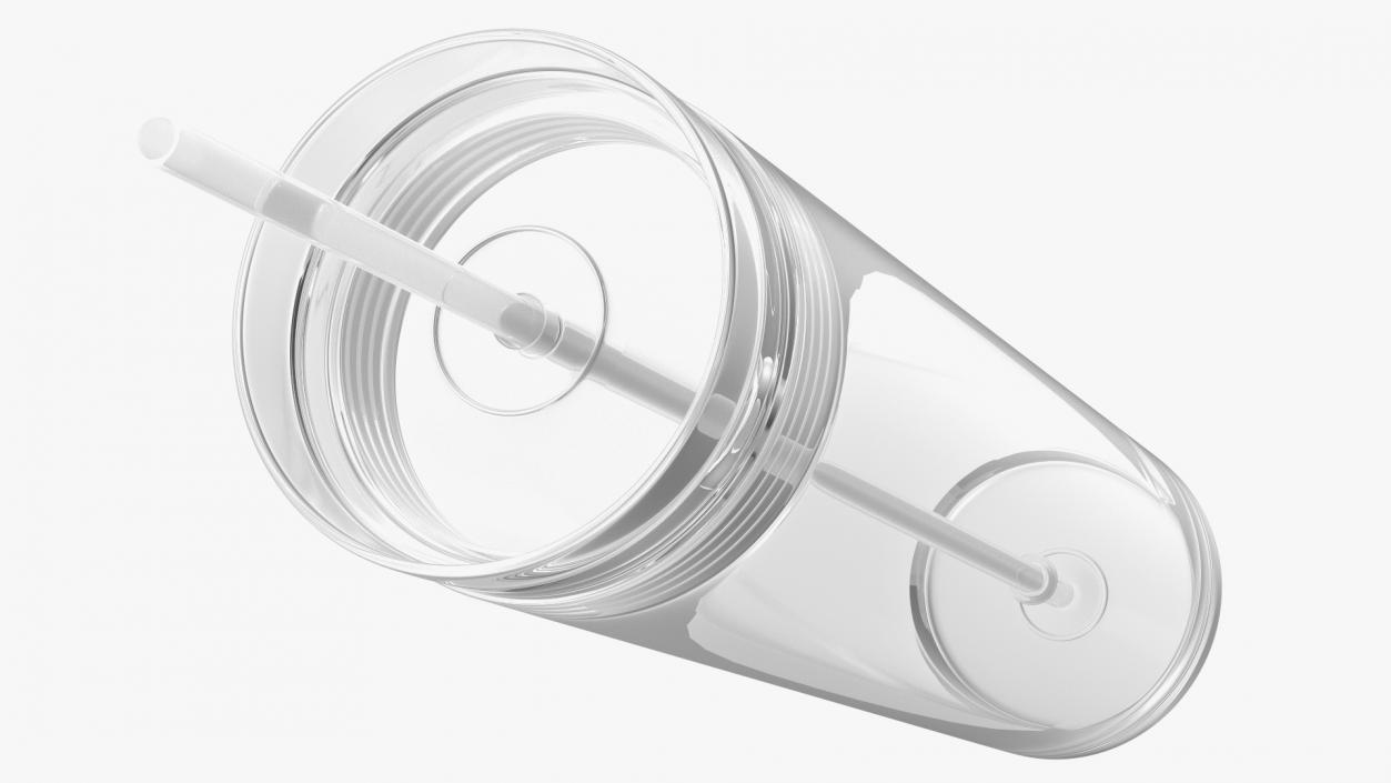 3D model Clear Acrylic Tumbler with Lid and Straw