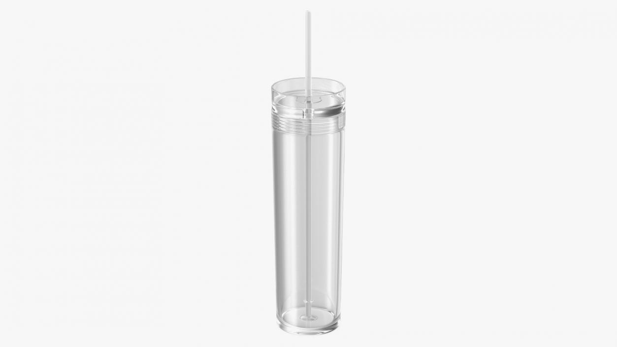 3D model Clear Acrylic Tumbler with Lid and Straw