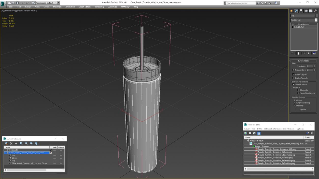 3D model Clear Acrylic Tumbler with Lid and Straw