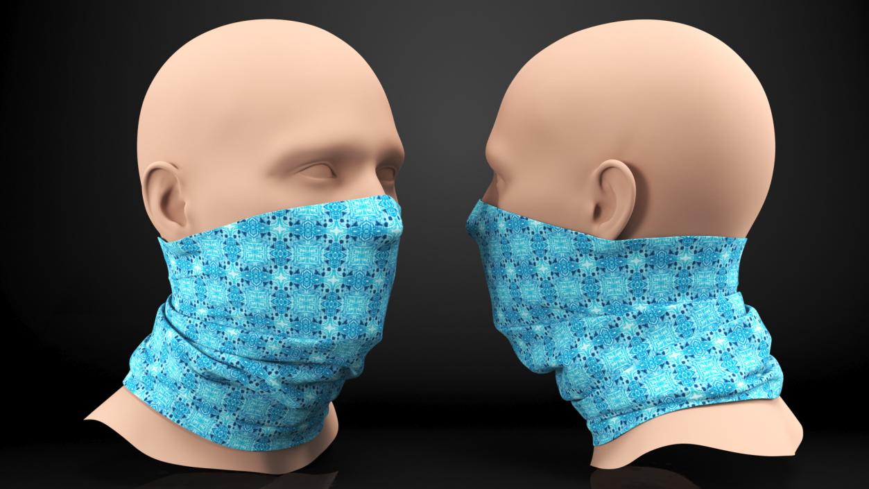 Breathable Half Face Neck Gaiter Blue 3D