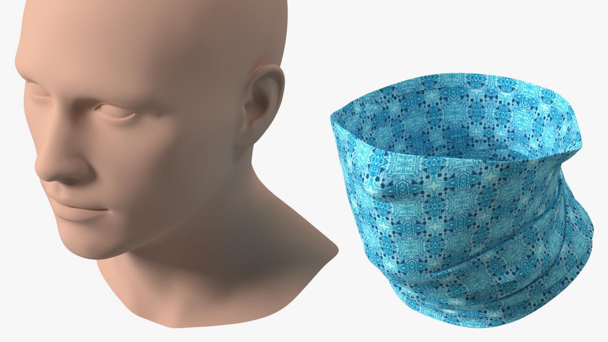 Breathable Half Face Neck Gaiter Blue 3D