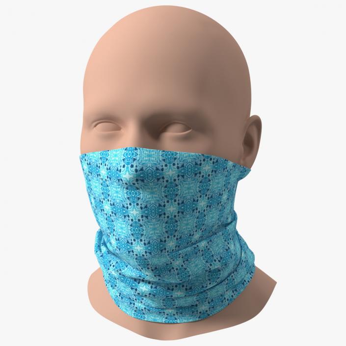 Breathable Half Face Neck Gaiter Blue 3D