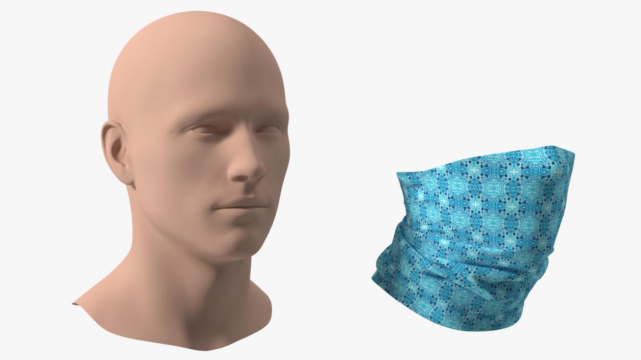 Breathable Half Face Neck Gaiter Blue 3D