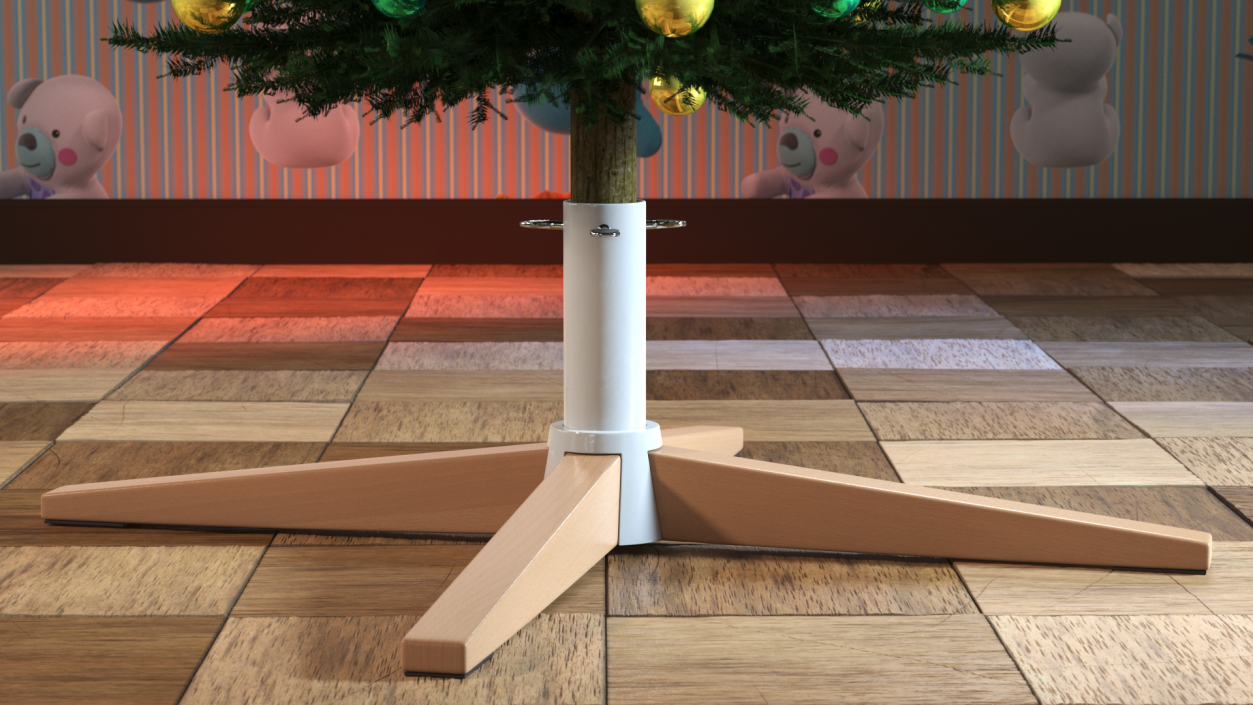 3D model Metal and Wood Live Christmas Tree Stand