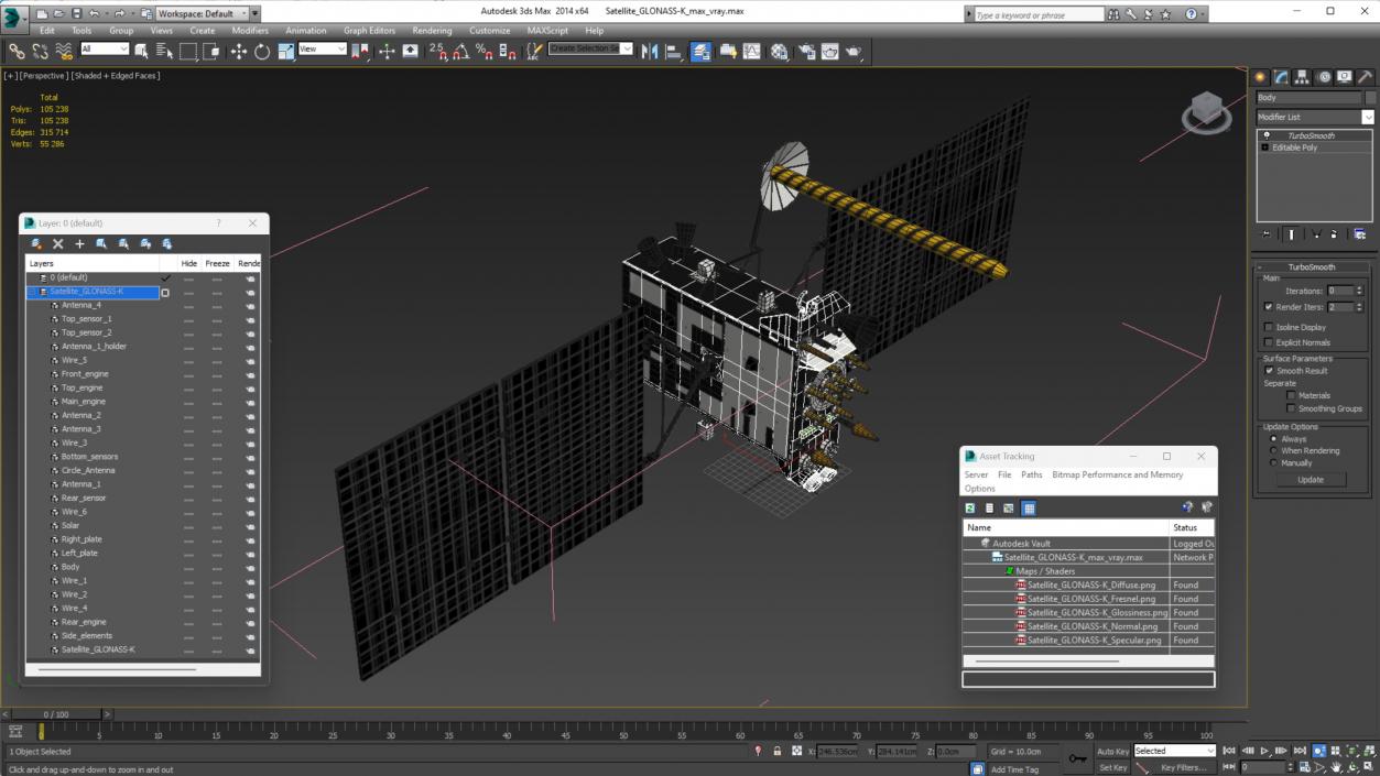 Satellite GLONASS-K 3D model