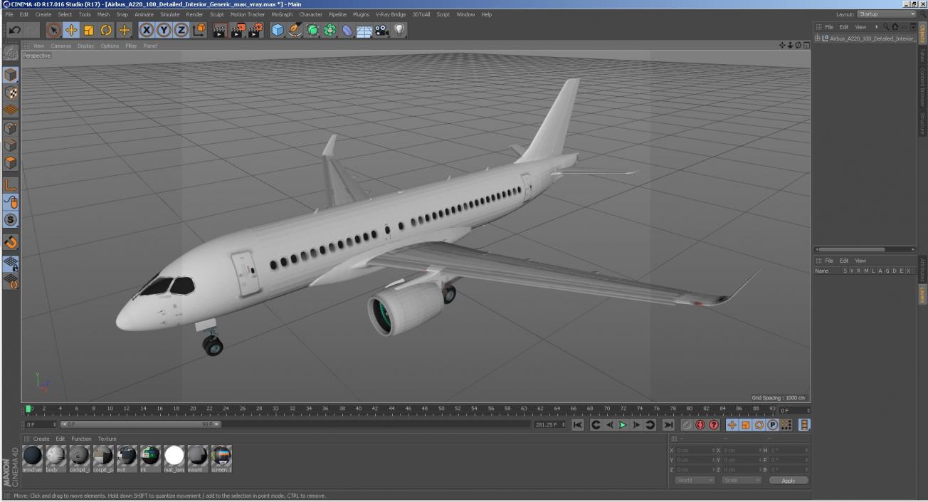 3D Airbus A220 100 Detailed Interior Generic