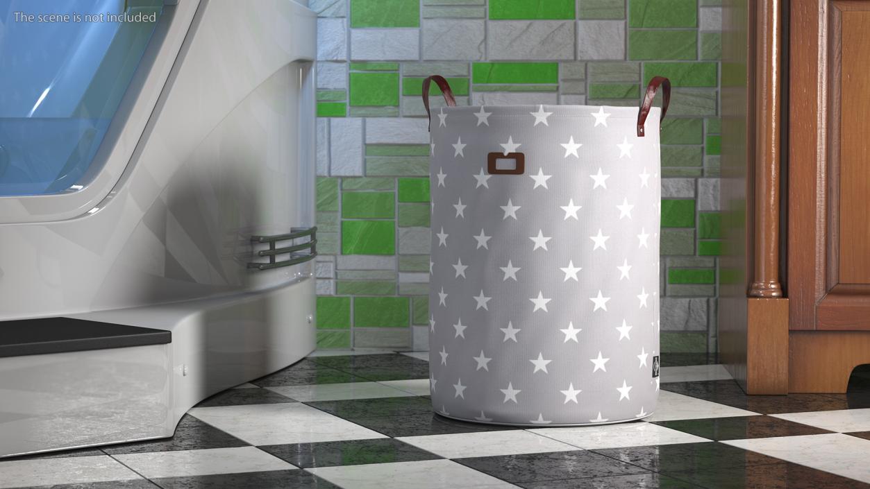 Freestanding Laundry Basket Gray 3D