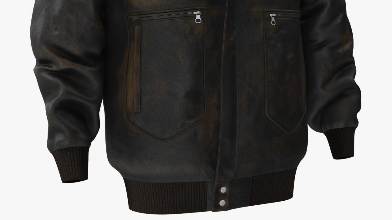 3D Shabby Mens Aviator Jacket Black Fur