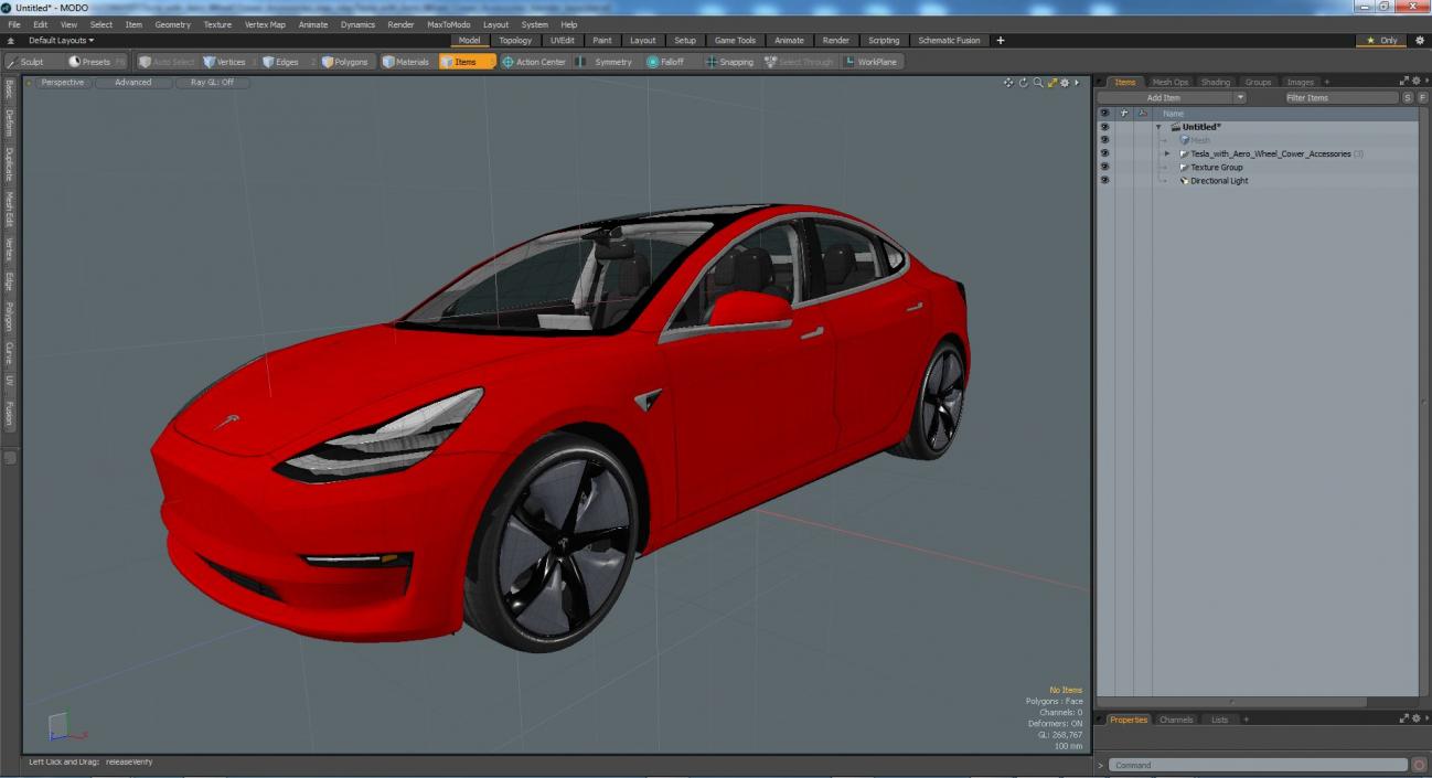 Tesla with Aero Wheel Cower Accessories 3D model