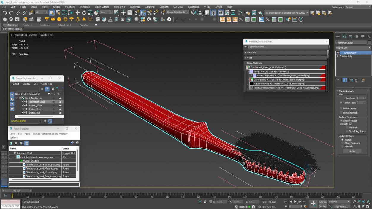 3D model Used Toothbrush