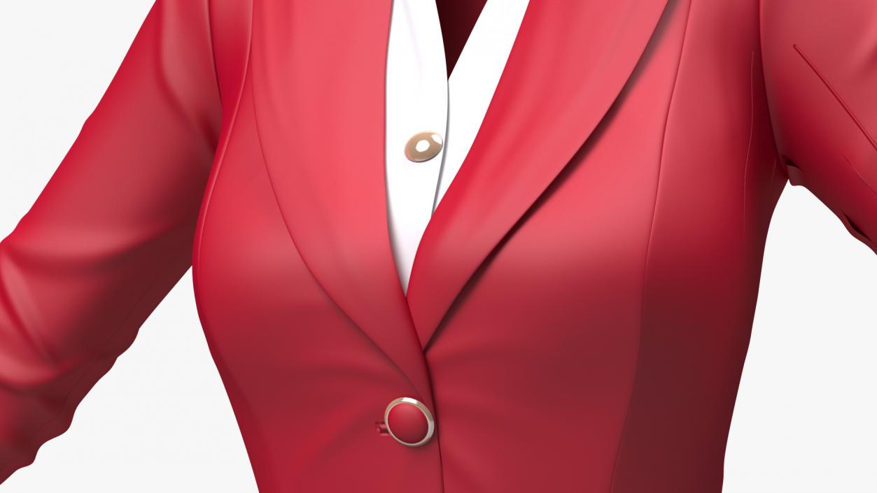 Red Formal Style Skirt with Blazer 3D model