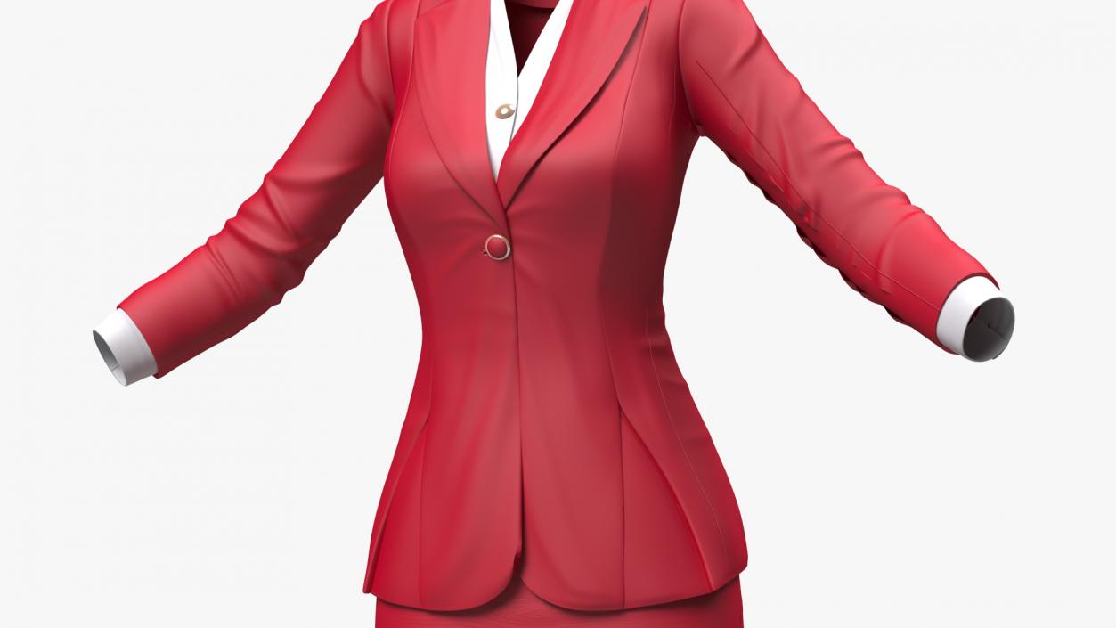 Red Formal Style Skirt with Blazer 3D model