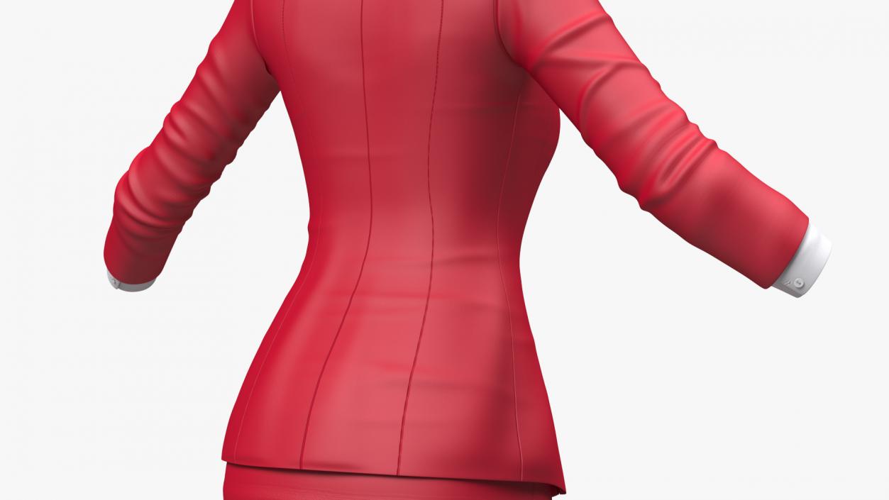 Red Formal Style Skirt with Blazer 3D model