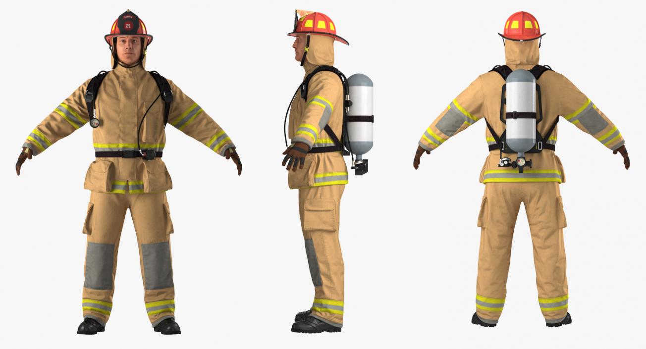 Rigged Pumper Truck and Firefighters Collection 3D