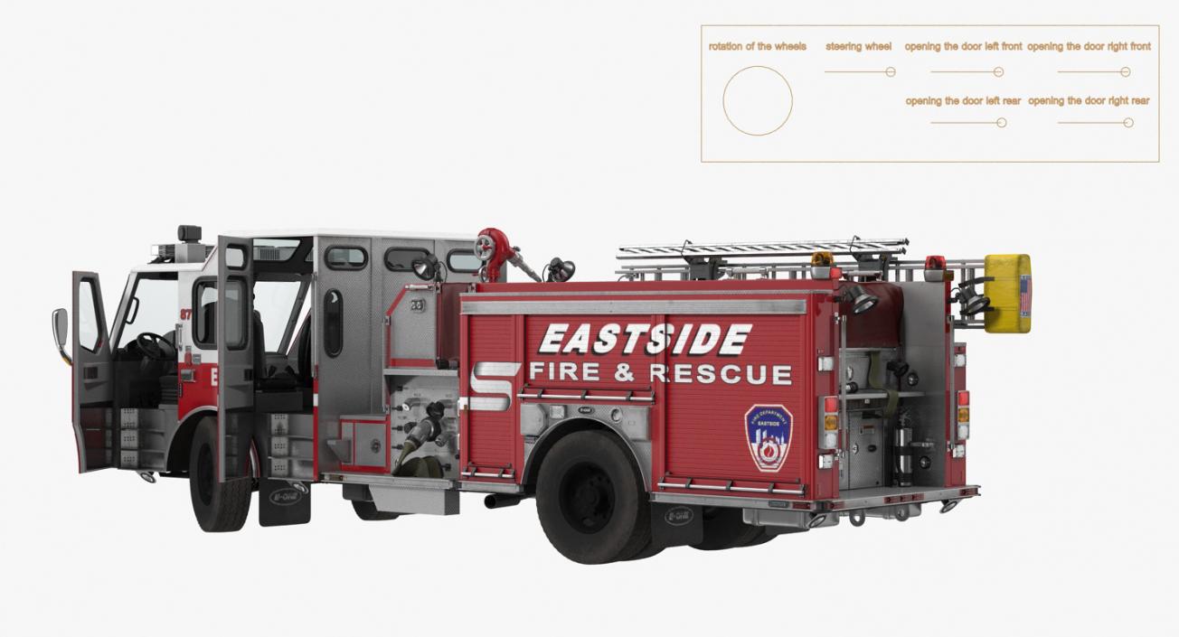 Rigged Pumper Truck and Firefighters Collection 3D