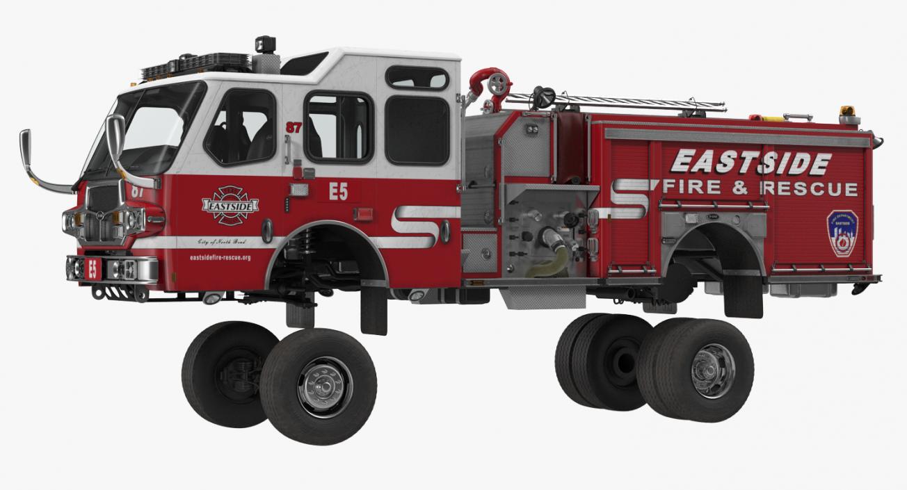 Rigged Pumper Truck and Firefighters Collection 3D