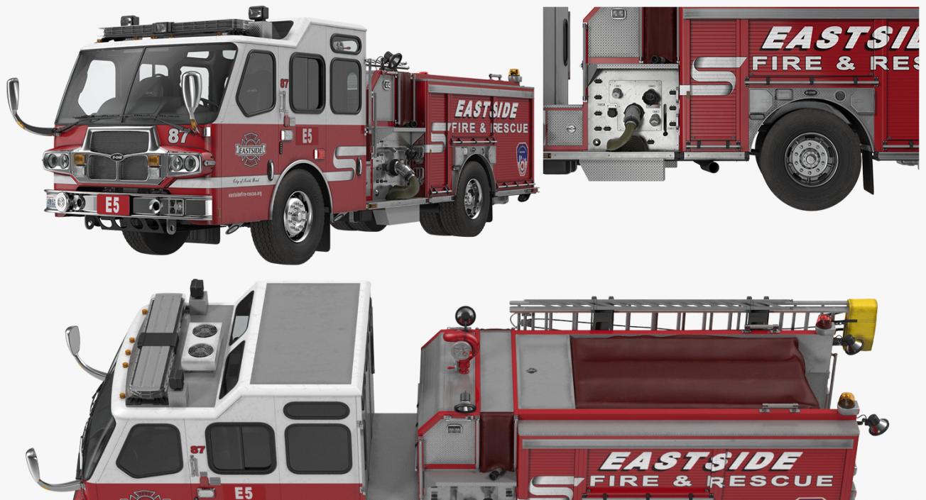 Rigged Pumper Truck and Firefighters Collection 3D