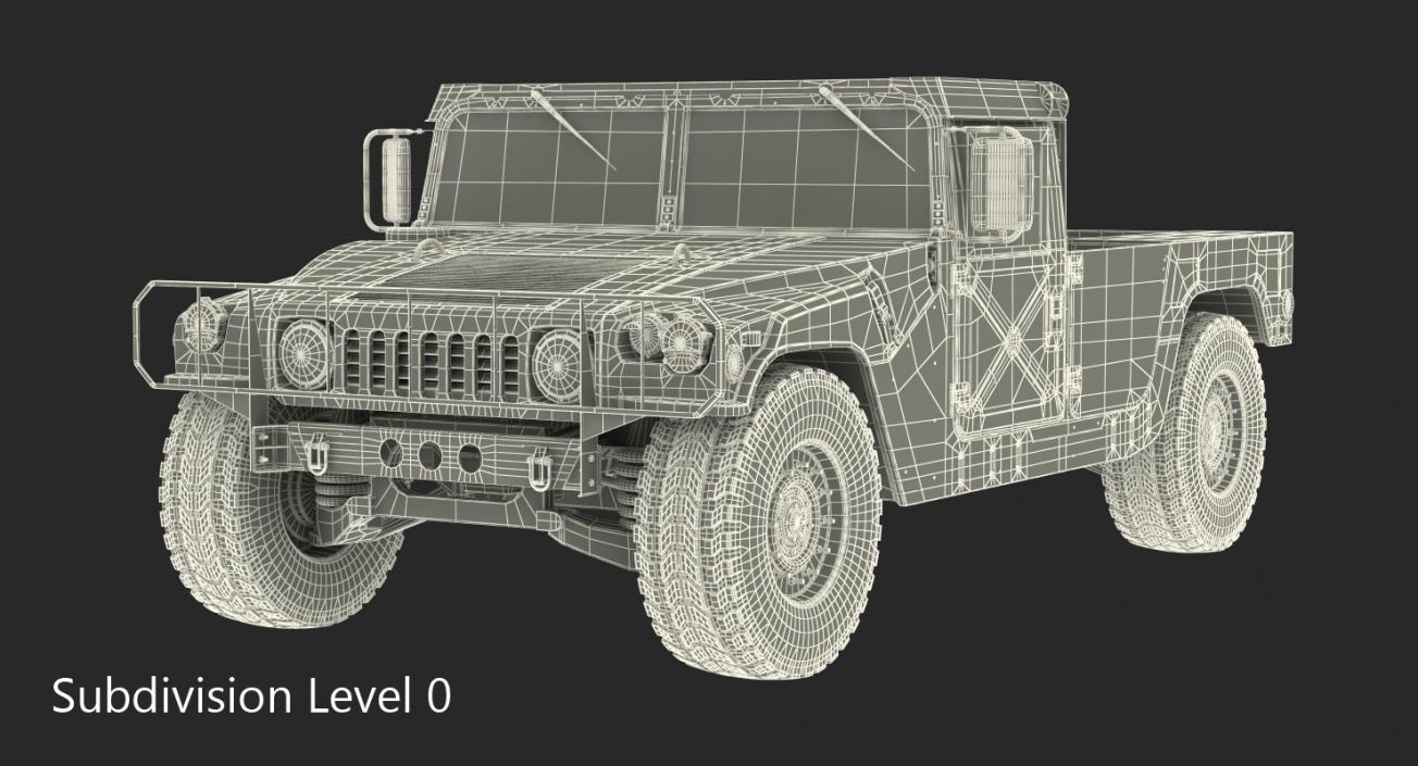 3D HMMWV M998 Simple Interior Desert model