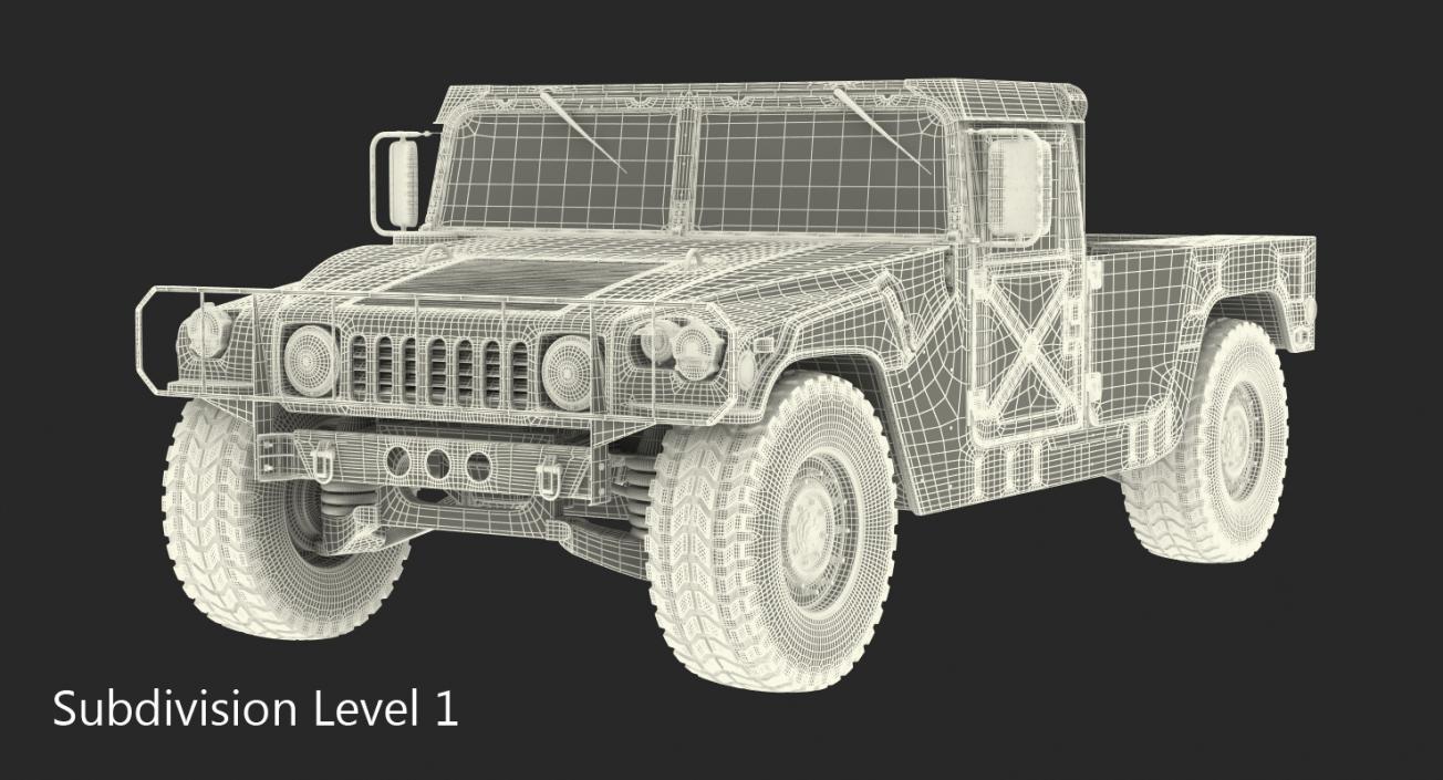 3D HMMWV M998 Simple Interior Desert model