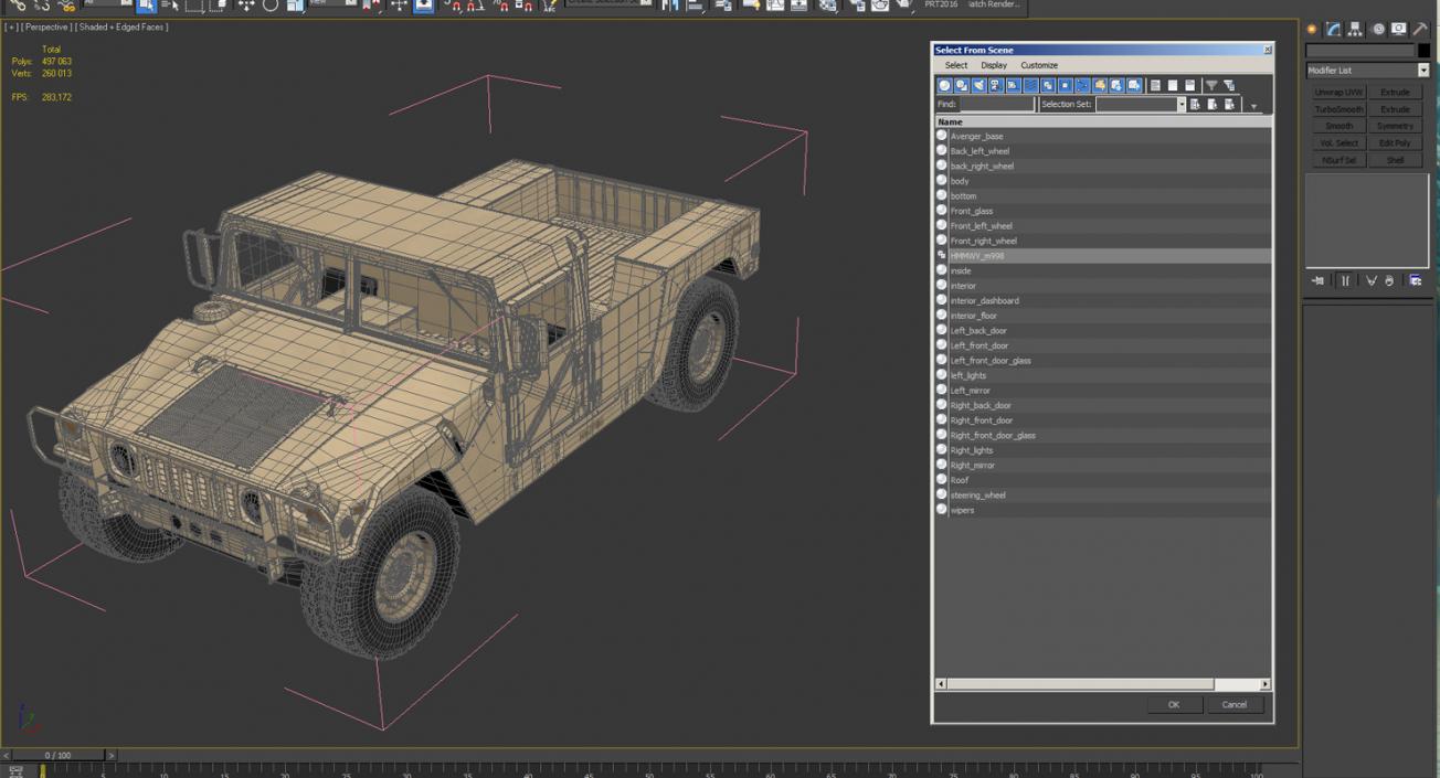 3D HMMWV M998 Simple Interior Desert model