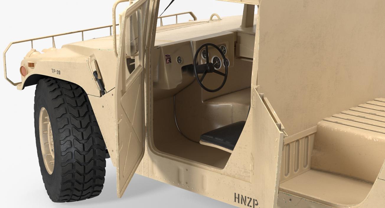 3D HMMWV M998 Simple Interior Desert model