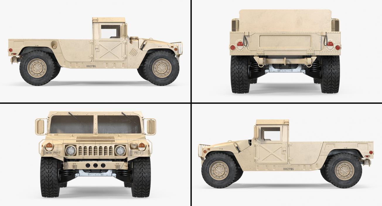 3D HMMWV M998 Simple Interior Desert model