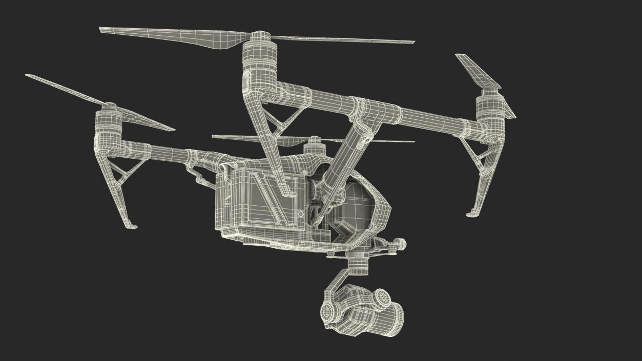 3D DJI Inspire 2 with Zenmuse X7 Camera Rigged model