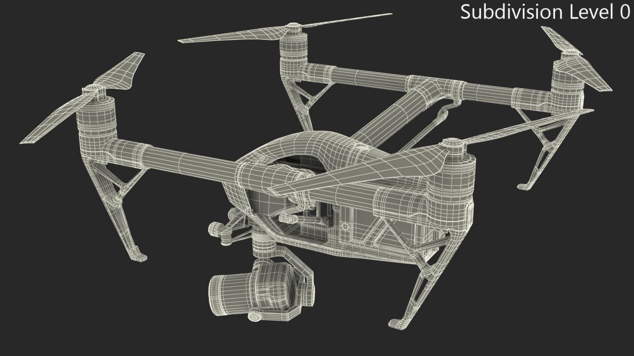 3D DJI Inspire 2 with Zenmuse X7 Camera Rigged model