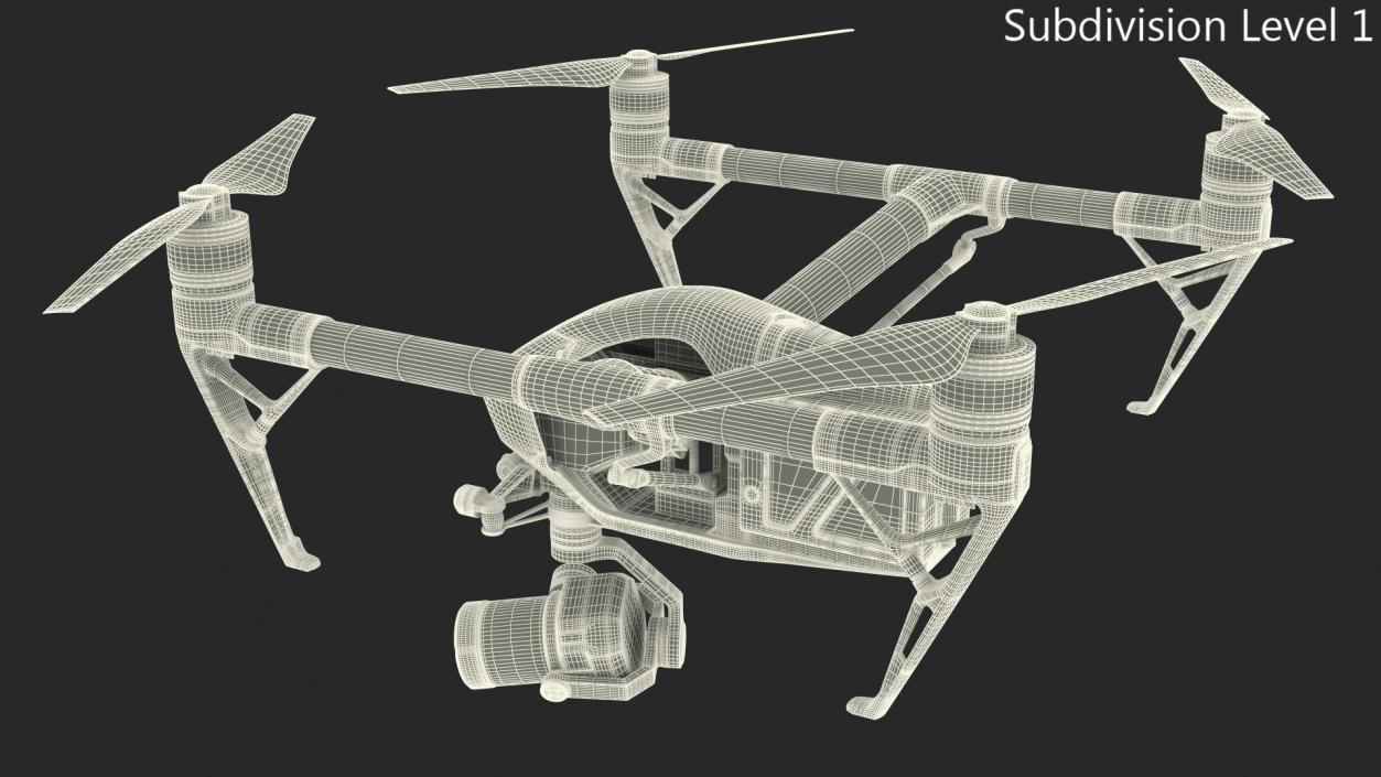 3D DJI Inspire 2 with Zenmuse X7 Camera Rigged model