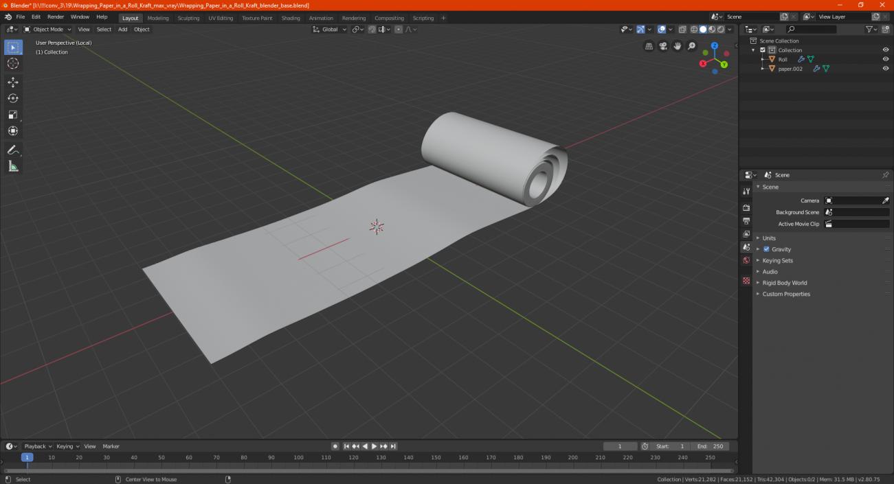 3D model Wrapping Paper in a Roll White