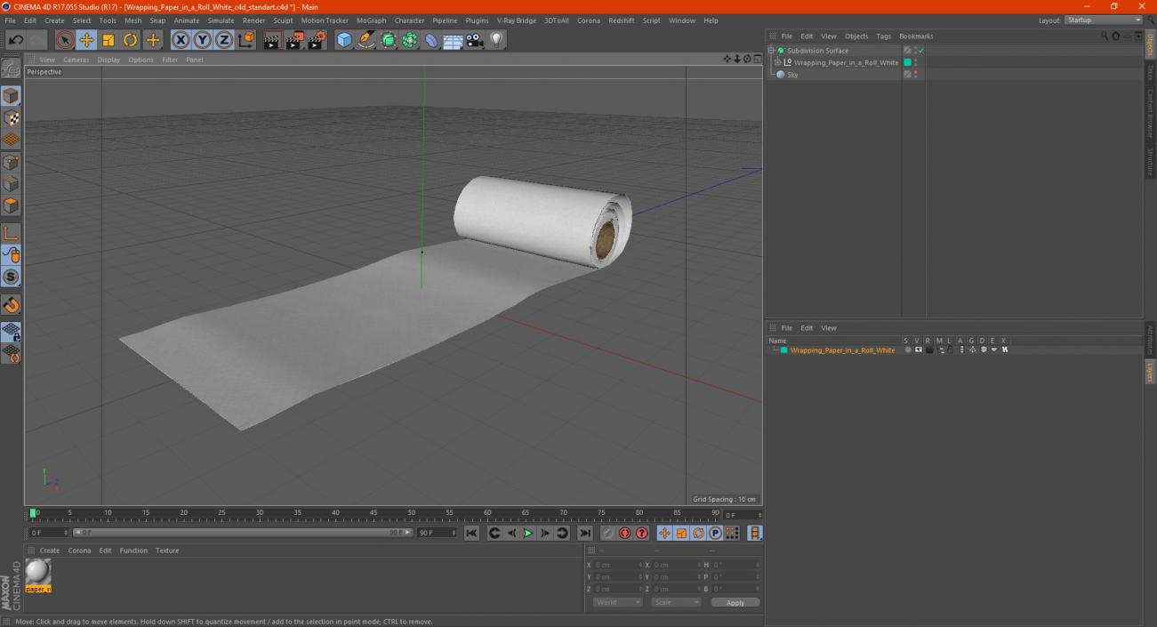 3D model Wrapping Paper in a Roll White