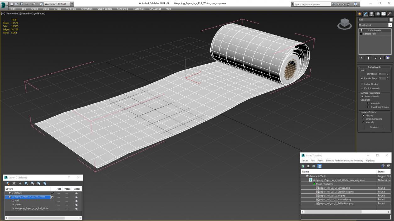 3D model Wrapping Paper in a Roll White