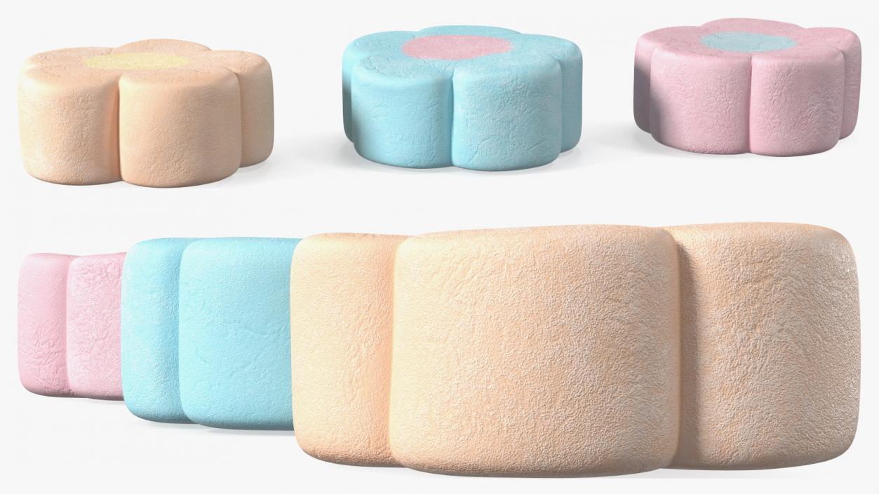 Shaped Marshmallows Collection 6 3D