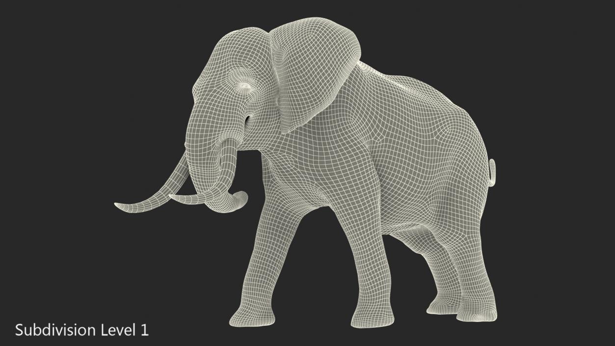 3D Animated Elephant Agressive Move Fur Rigged model