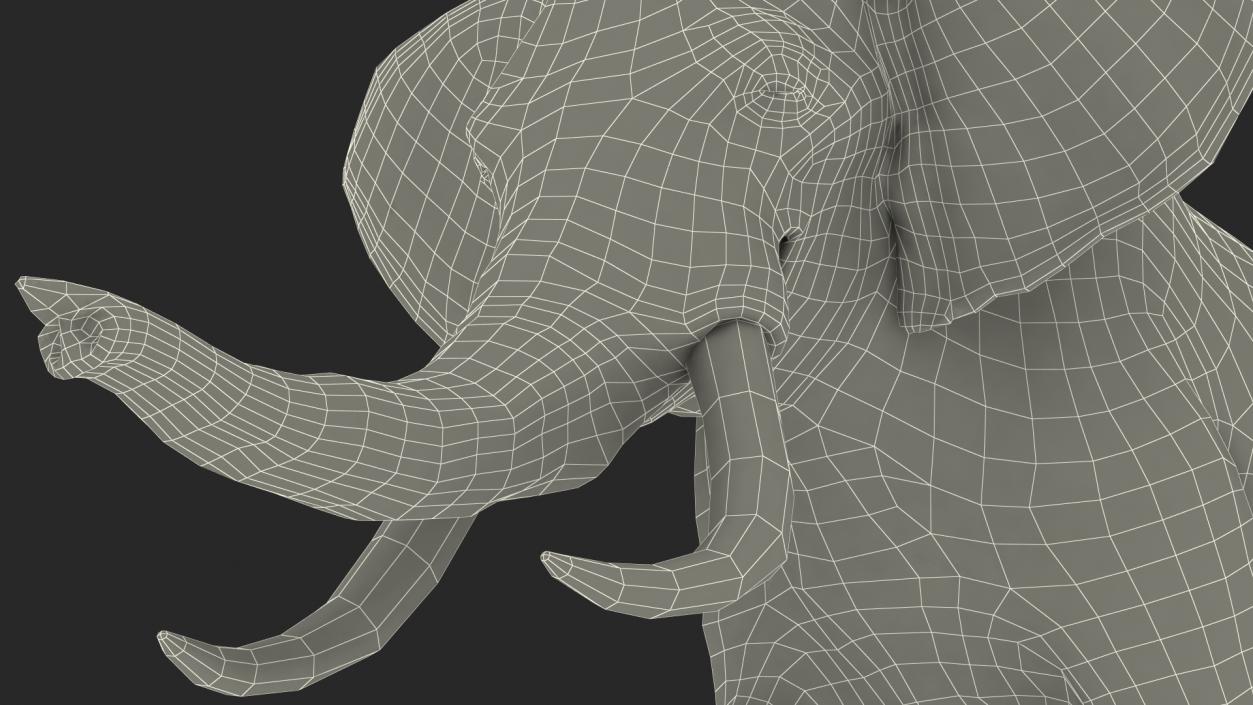 3D Animated Elephant Agressive Move Fur Rigged model