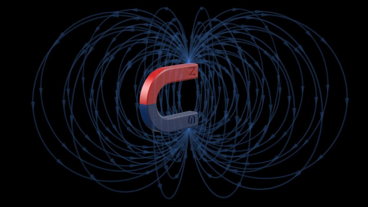 Magnetic Field U Shape Magnet 3D model