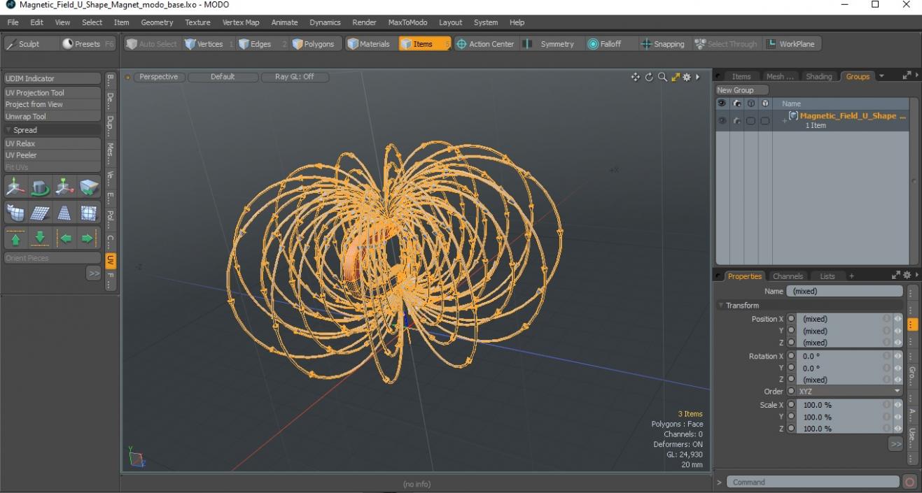 Magnetic Field U Shape Magnet 3D model