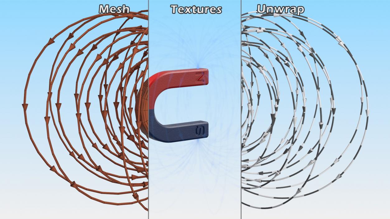 Magnetic Field U Shape Magnet 3D model