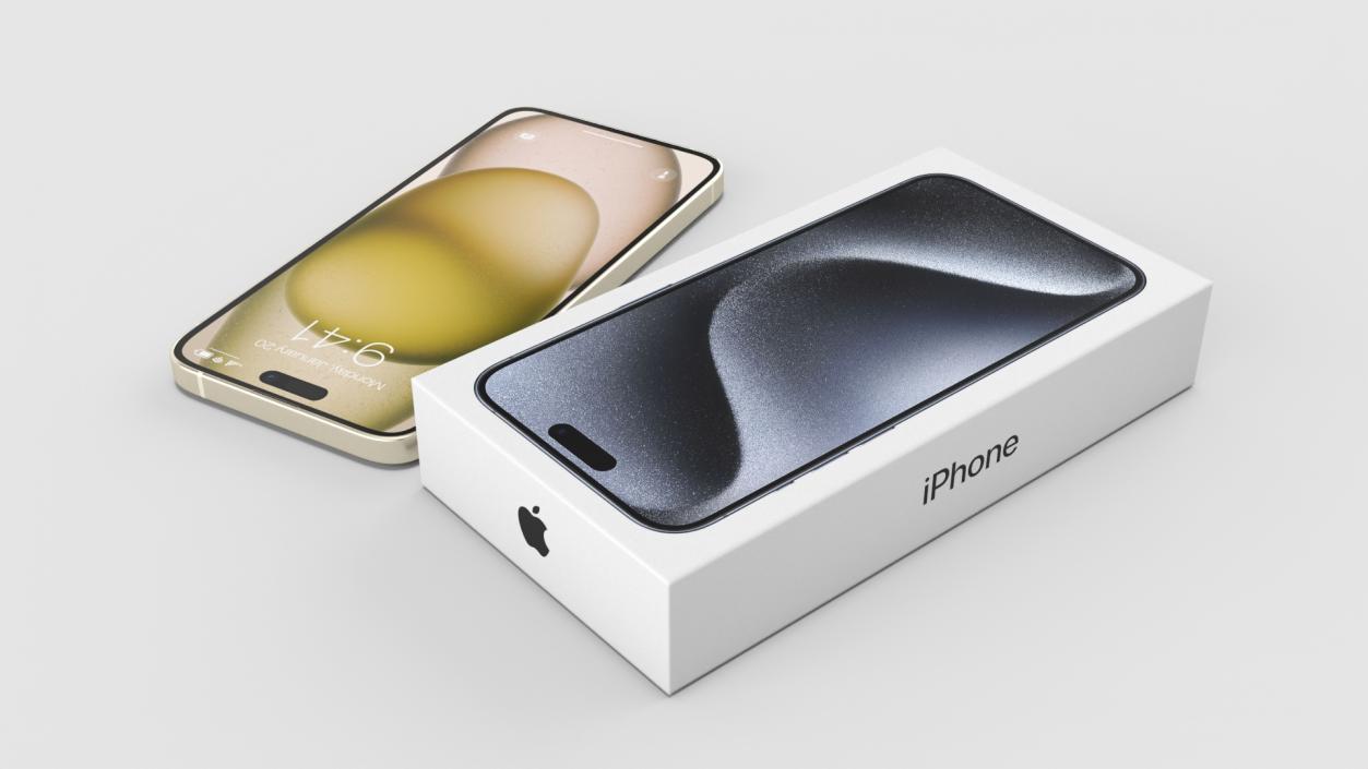 3D model IPhone 15 Yellow Unpacked