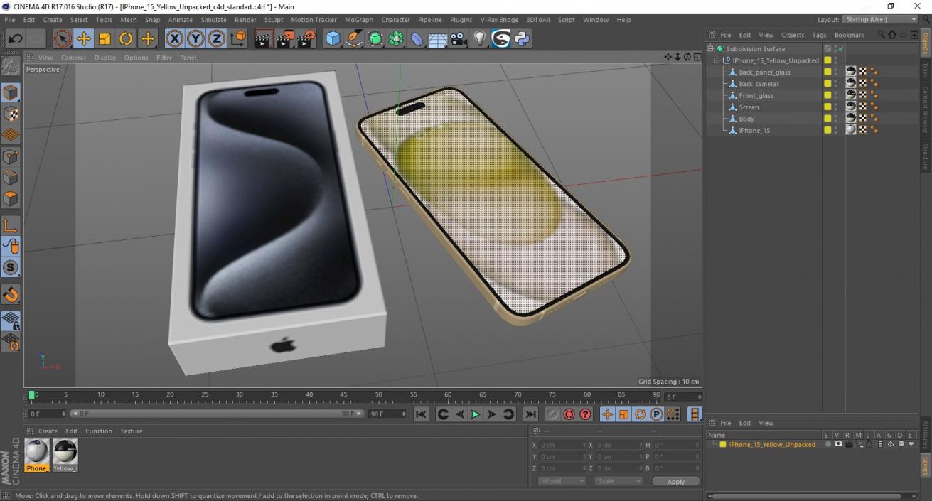 3D model IPhone 15 Yellow Unpacked