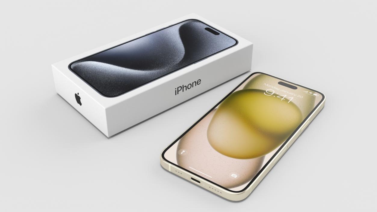 3D model IPhone 15 Yellow Unpacked