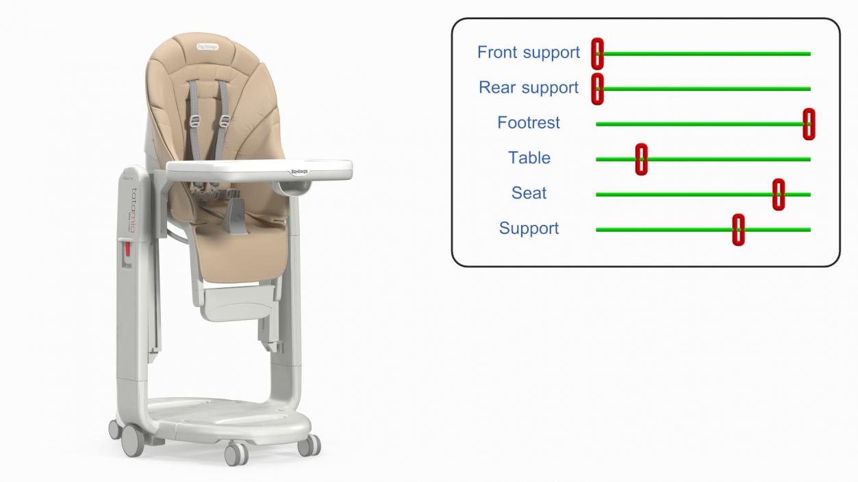 3D Compact Tatamia High Chair Vertical Beige Rigged model