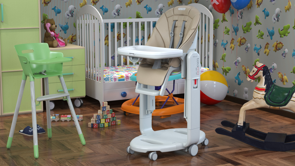 3D Compact Tatamia High Chair Vertical Beige Rigged model