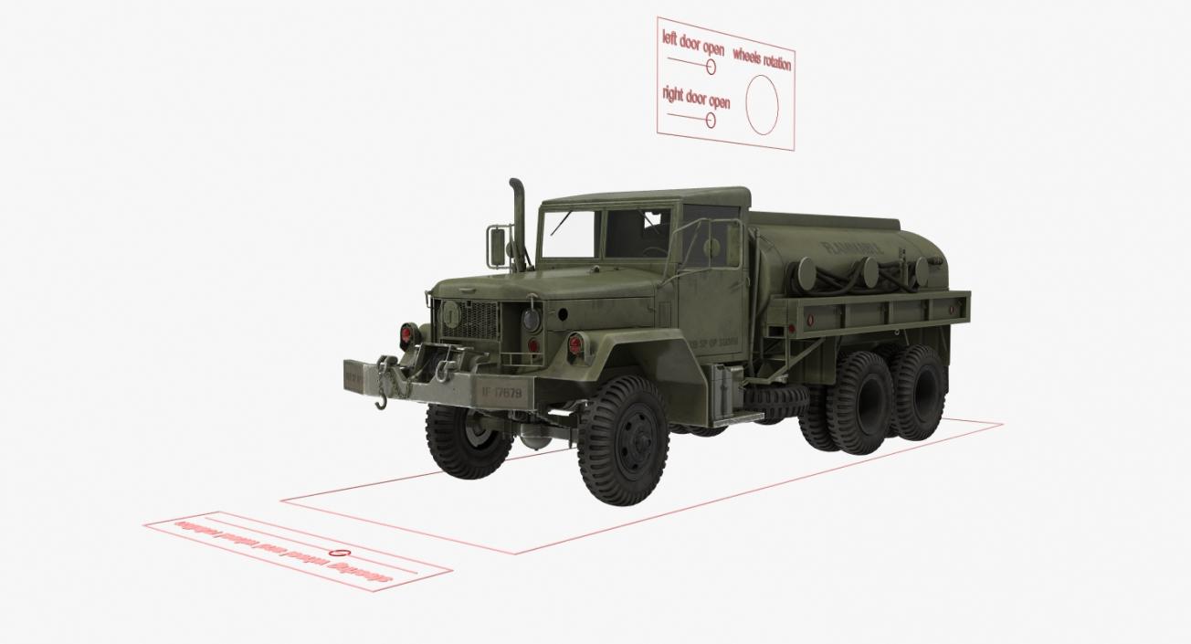 US Army Fuel Tank Truck m49 Rigged 3D model