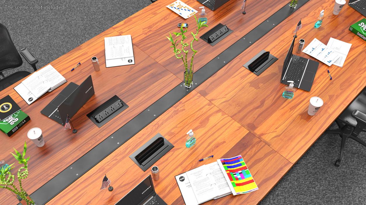 Conference Table with Power Outlets Set 3D model